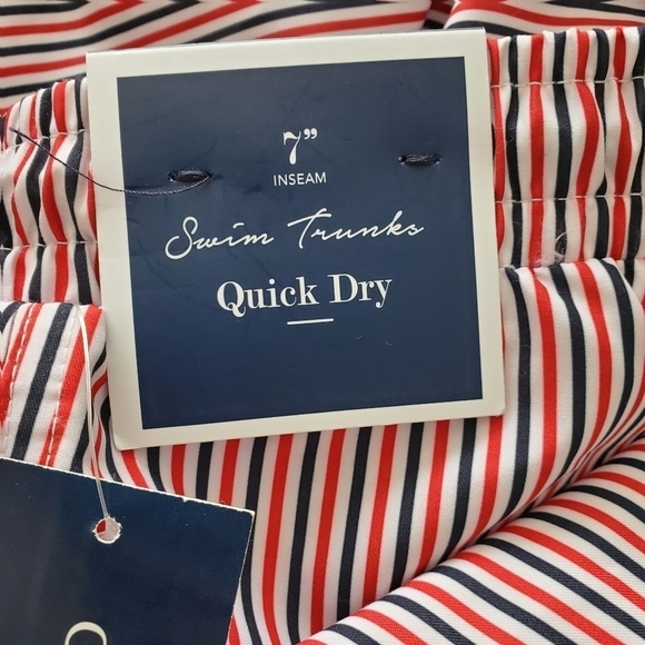 NWT Club Room Blue Red White Striped Swim Trunks - Picture 5 of 6